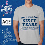 Custom Age Tee Took Sixty Years Grey Men's All Over Print T-shirt Put Your Face on Tee Shirt for Birthday Gift
