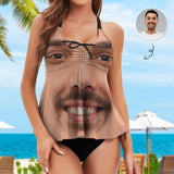 Plus Size Tankini Set Swimsuit Custom Face Funny Swimsuit Personalized Womens Bathing Suit Chest Drawstring Swim Dress 2 Piece Tankini