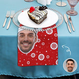 Custom Face Red Hat Snowflake Kitchen Tea Towel Personalized Dish Towel Hand Towel Cloth Napkins Hostess, Wedding, Housewarming Gift