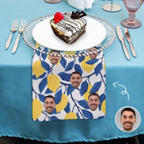 Custom Face Yellow Blue Leaf Kitchen Tea Towel Personalized Dish Towel Hand Towel Cloth Napkins Hostess, Wedding, Housewarming Gift