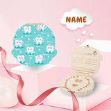 Custom Baby Name Cute Blue Children's Wooden Tooth Box