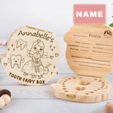 Custom Baby Name Little Angel Children's Wooden Tooth Box