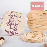 Custom Baby Name Purple Little Angel Children's Wooden Tooth Box