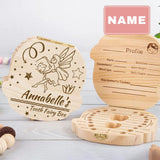 Custom Baby Name Star Angel Children's Wooden Tooth Box