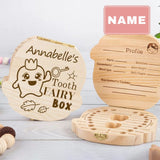 Custom Baby Name The Key Pattern Children's Wooden Tooth Box