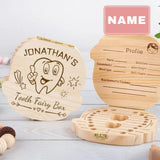 Custom Baby Name White Teeth Smiley Children's Wooden Tooth Box