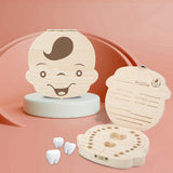 Solid Color Cute Big Face Children's Wooden Tooth Box for Boy & Girl