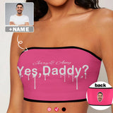 Custom Face&Name Pink Background Crop Top Personalized Women's Tube Top