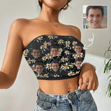 Custom Husband Face Flower Crop Top Personalized Women's Tube Top