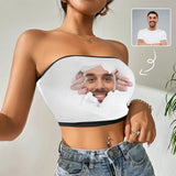 Custom Husband Face Open White Background Crop Top Personalized Women's Tube Top