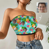 Custom Husband Face Pineapple Flower Crop Top Personalized Women's Tube Top