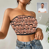 Custom Husband Face Seamless Crop Top Personalized Women's Tube Top