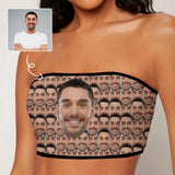 Custom Husband Face Seamless Crop Top Personalized Women's Tube Top
