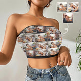 Custom Photo Couple Happiness Crop Top Personalized Women's Tube Top
