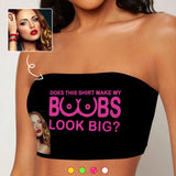 Custom Your Face Big Black Background Crop Top Personalized Women's Tube Top