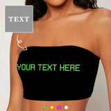 Custom Your Text Black Background Crop Top Personalized Women's Tube Top