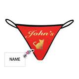 Custom Thongs Underwear with Name Personalized Red Women's G-String Panties Valentine's Gift for Her