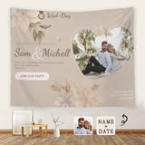 Custom Photo & Name & Date Polyester Fabric Personalized Wall Tapestry