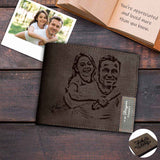 Custom Photo Father's Day Brown Engraved Bifold Men's Leather Wallet Personalized Photo Wallet For Dad-Put Your Photo On Wallet