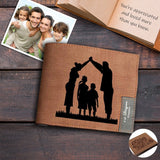 Custom Photo Happy Family Engraved Bifold Men's Leather Wallet Personalized Photo Wallet For Dad-Put Your Photo On Wallet  | Father's Day Gifts