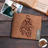 Custom Photo I Love Dad HappinessEngraved Bifold Men's Leather Wallet Personalized Photo Wallet For Dad-Put Your Photo On Wallet | Father's Day Gifts