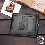 Father's Day Gifts | Custom Photo I Love Dad Wallet Personalized Men's Photo Engraved Bifold Wallet (Black)