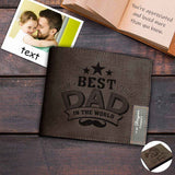 Custom Photo&Text Best Dad Engraved Bifold Men's Leather Wallet Personalized Photo Wallet For Dad-Put Your Photo On Wallet | Father's Day Gifts