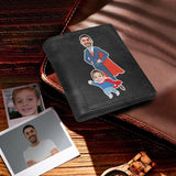 Father's Day Gifts | Personalized Face Father&Son Superman Bifold Men's Leather Wallet Personalized Photo Wallet For Dad-Put Your Photo On Wallet