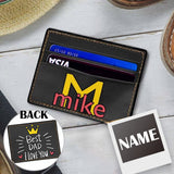 Father's Day Gifts | Personalized Name Front Pocket Minimalist Leather Slim Wallet Beat Dad Credit Card Holder Pocket Wallets（Black)