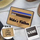Father's Day Gifts | Personalized Name Front Pocket Minimalist Leather Slim Wallet Credit Card Holder Pocket Wallets for Dad
