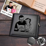Father's Day Gifts | Personalized Name&Text Wallet Dad and Baby Engraved Bifold Men's Leather Wallet Personalized Photo Wallet For Dad-Put Your Photo On Wallet