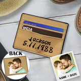 Father's Day Gifts | Personalized Photo&Date&Name Front Pocket Minimalist Leather Slim Wallet Credit Card Holder Pocket Wallets Father's Day Gift