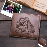 Father's Day Gifts | Personalized Photo Family Laughter Engraved Bifold Men's Leather Wallet Personalized Photo Wallet For Dad-Put Your Photo On Wallet