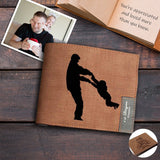 Father's Day Gifts | Personalized Photo Happy Time With Father Engraved Bifold Men's Leather Wallet Personalized Photo Wallet For Dad-Put Your Photo On Wallet