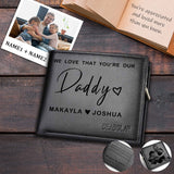 Personalized Photo&Name Dad with Two Babies Engraved Bifold Men's Leather Wallet Personalized Photo Wallet For Dad-Put Your Photo On Wallet  | Father's Day Gifts