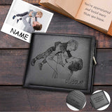 Father's Day Gifts | Personalized Photo&Name Wallet Dad Hold Up Baby Engraved Bifold Men's Leather Wallet Personalized Photo Wallet For Dad-Put Your Photo On Wallet