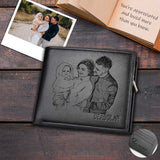 Father's Day Gifts | Personalized Photo Wallet Happy Family Time Engraved Bifold Men's Leather Wallet Personalized Photo Wallet For Dad-Put Your Photo On Wallet