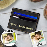 Father's Day Gifts | Personalized Text&Photo Front Pocket Minimalist Leather Slim Wallet Credit Card Holder Pocket Father's Wallets（Black)