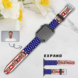 Custom Face Flag Leather Bands Compatible with Apple Watch Bands