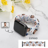 Custom Face Stars Scrunchie Elastic Watch Band Compatible with Apple Watch Band Women Girls Cloth Hair Rubber Band Strap Bracelet for iwatch