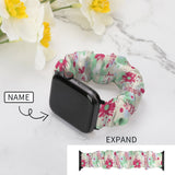 Custom Name Scrunchie Elastic Watch Band Compatible with Apple Watch Band Women Girls Cloth Hair Rubber Band Strap Bracelet for iwatch