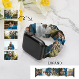 Custom Photo Scrunchie Elastic Watch Band Compatible with Apple Watch Band Women Girls Cloth Hair Rubber Band Strap Bracelet for iwatch