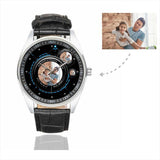 Men's Custom Photo In Lens Father's Day Casual Leather Strap Watch