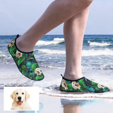 Custom Pet Face Green Plant Slip-on for sport Quick-Dry Diving Shoes Beach Swimming Shoes Aqua Shoes Barefoot Shoes Outdoor Water Shoes