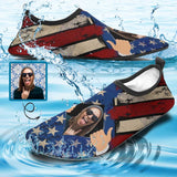 Custom Photo American Flag Diving Slip-on for sport Quick-Dry Shoes Beach Swimming Shoes Aqua Shoes Barefoot Shoes Outdoor Water Shoes