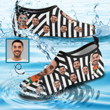 Custom Boyfriend Face Black White Slip-on for sport Quick-Dry Stripes Women's Barefoot Aqua Shoes