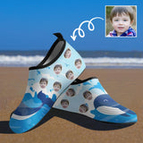 Custom Face Blue&Pink Whale Kids Slip-on for sport Quick-Dry Diving Shoes Beach Swimming Shoes Aqua Shoes Barefoot Shoes Outdoor Water Shoes