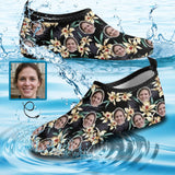 Custom Face Flowers Men's Barefoot Slip-on for sport Quick-Dry Aqua Shoes