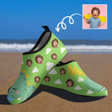 Custom Face Green Dinosaur Kids Diving Slip-on for sport Quick-Dry Shoes Beach Swimming Shoes Aqua Shoes Barefoot Shoes Outdoor Water Shoes
