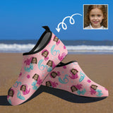 Custom Face Mermaid Kids Diving Slip-on for sport Quick-Dry Shoes Beach Swimming Shoes Aqua Shoes Barefoot Shoes Outdoor Water Shoes